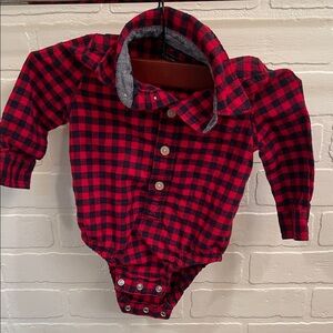 OshKosh B'gosh Red and Black Checkered Bodysuit